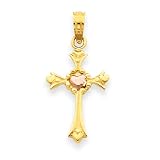 14k Two-Tone Heart Cross Charm