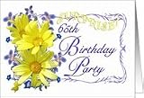 65th Surprise Birthday Party Invitations Yellow Daisy Bouquet Card