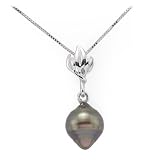 Tahitian Black Pearl Pendant in 14K White Gold
