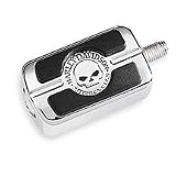 Harley Davidson Willie G. Skull Shifter Peg. Black rubber pads, polished and chrome-plated Skull Collection. Surrounded by Harley-Davidson script. Fits all models (except '06-later VRSC? models with forward controls or '06-later Dyna models equipped with forward controls). 34689-04