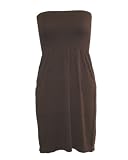 Strapless Seamless Brown Tube Dress with Smocking Top