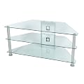Levv Glass Stand For Plasma & LCD TV Up to 42-inch - Clear Glass with Silver Finished Legs