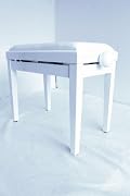 Legato Adjustable Wooden Piano Stool - Comfortable Padded Seat - White