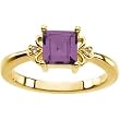 14K Yellow Gold Amethyst and Diamond Ring