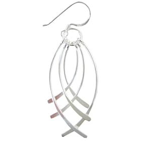 Sterling Silver 3 Curve Crossing Earrings