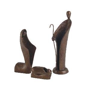 Three Piece Set Cast Bronze Nativity Set Sculpture Figure Figurine