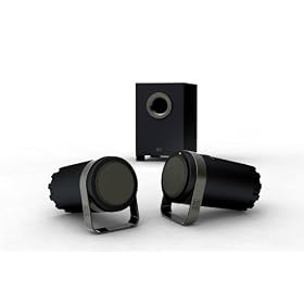Altec Lansing Three-Piece Speaker System for Computer and MP3 Players with Convenient Space Saving Design (Black)