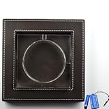 Picture Bluecell 3.8 inch Glass Square Cigarette Ashtray with Durable PU Leather Outer Box Holder (Brown)