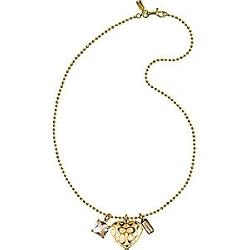 Coach Daphne Heart Locket Crystal Charm Necklace in Bag