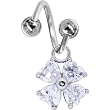 Crystalline Gem Heart Shamrock Spiral Twister Belly Ring