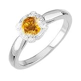 Elegant Halo Engagement Platinum Ring with Fancy Orange-Yellow Diamond