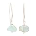 Aquamarine Gemstone Bead Dangle Earrings on Contemporary Sterling Silver Marquise Shaped Earwire Hoop, #7492