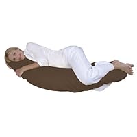 The Original Theraline Maternity & Nursing Pillow with 2 Removable Zippered Covers - Chocolate 100% Cotton Jersey Knit and 100% Cotton Twill Field Flowers Orange- Europe's Favorite