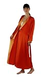 Women's Red Silk Robe -- Flame of Passion -- 100% Silk Luxury in Romantic Orange Color