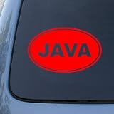 JAVA EURO OVAL - Coffee Programming Coding - Vinyl Car Decal Sticker #1719 | Vinyl Color: Red