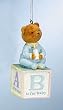 Baby Boys Block With Bear Christmas Ornament