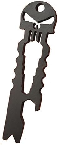 New Useful Outdoor Stainless Skull EDC Survival Pocket Tool Key Ring Opener Wrench Screwdriver Bottle Opener (Black)