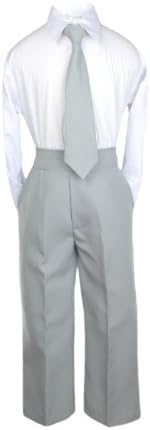 Unotux 4 Piece Formal Boy Silver Gray Vest Set Suit 0 month to 7 years
