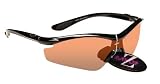 RayZor Professional Lightweight UV400 Black Sports Wrap Running Sunglasses, With a 1 Piece Light Enhancing Clear Amber Anti-Glare Lens.