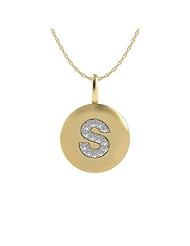 S Letter Initial Necklace Pendant in 14K Yellow Gold and Diamond by Proposition Love