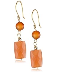 Gold Plated Sterling Silver Orange Chalcedony with Botswana Agate Earrings