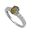 Sterling Silver Ring - Clear CZ and Peridot - Oval - Prong Set - 8 mm x 2 mm, Sizes 4-9 Sterling Silver Ring - Clear CZ and Peridot - Oval - Prong Set - 8 mm x 2 mm, Sizes 4-9