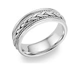 14K White Gold Round Braided Wedding Band Ring