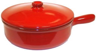 Terra Saucier with Lid Heat Diffuser: Heat Diffuser, Color: Red, Size: 1.5-qt.