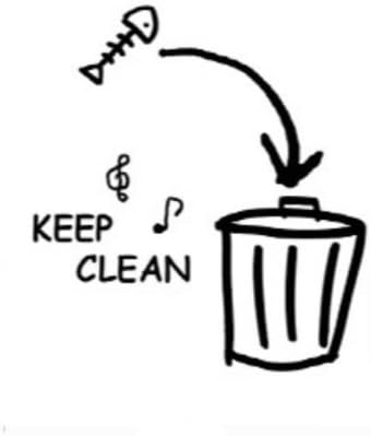 Artscharm Home Decor Mural Vinyl Wall Sticker Keep Clean Garbage Can Kids Nursery Room Wall Art Decal Paper