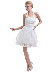 A-line Organza Empire   Waistline Short Halter Lace   Dress With Pearls