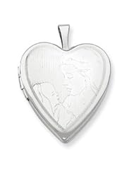 Genuine IceCarats Designer Jewelry Gift Sterling Silver 20Mm Mother And Baby Heart Locket