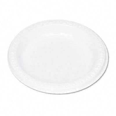 Kitchen: Plastic Dinnerware, Plates, 6'' Diameter, White, 125 per Pack