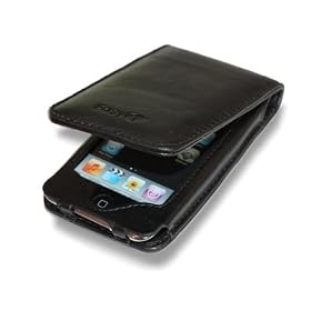 EASYi - Luxury Black Genuine Leather Case Cover & Screen Protector for New Apple iPod Touch 3RD Generation 2009/10 - 8GB 32GB 64GB