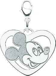 Sterling Silver Disney Mickey Mouse Heart Lobster Clasp Charm