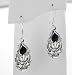 Sterling Silver Gothic Flaming Skull on Black Onyx Sphere Hook Earrings