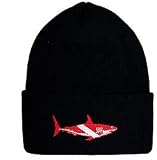 Scuba Dive Diving Ski Knit Cap Hat - Beanie with Shark Dive Flag Logo Trident Embroidered