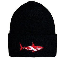 Scuba Dive Diving Ski Knit Cap Hat - Beanie with Shark Dive Flag Logo Trident Embroidered