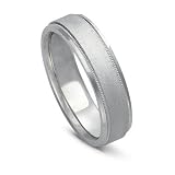 14k White Gold Milgrained Women's Wedding Band, 6mm