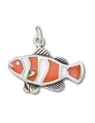 Genuine Raposa Elegance (TM) Orange and White Enamel Clown Fish Charm Pendant (16 x 21 mm). 100% Satisfaction Guaranteed.