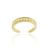 18K Gold Over Sterling Silver Channel Set CZ Toe Ring