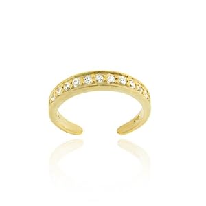 18K Gold Over Sterling Silver Channel Set CZ Toe Ring