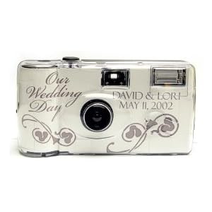 10 Pack Personalized Silver Bell Wedding Cameras - Matching Table Cards Included - 27 Exposures -... by