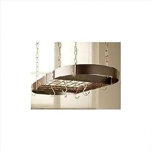 Large Oval Pot Rack Finish: Hammered Steel / Chrome