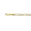 14K Two-Tone Gold Pave Classic Figaro Chain Bracelet - 5.00mm - 8 inch