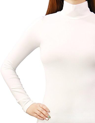 Womens High Quality Free Size Stretchy Nylon Turltle Neck Top (ONE SIZE, WHITE)