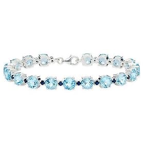 31 Carat Blue Topaz and Sapphire Sterling Silver Bracelet by Ice.com