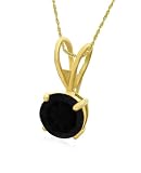 Gold Overlay Sterling Silver 8mm Round Sapphire Pendant w/ Light Rope Chain, 18"