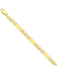 14k Yellow Gold 8in 7mm Hand-polished Fancy Link Chain Bracelet