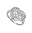 Sterling Silver Rhodium Ring with Clear CZ - Heart - Size: 6-9 Sterling Silver Rhodium Ring with Clear CZ - Heart - Size: 6-9