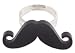 Unique ZAD Handlebar Mustache Black Resin Fashion Ring Silver Tone Adjustable Band Unique ZAD Handlebar Mustache Black Resin Fashion Ring Silver Tone Adjustable Band